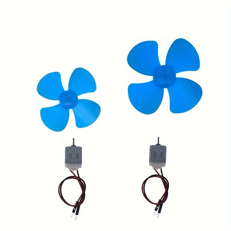 Set of 3 Miniature High-Speed DC Motors with Blue Plastic Fan Blades 130 Motors