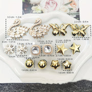 Women's Shoe Charms Set 16pcs Gold Butterfly Heart Rhinestone Snowflake