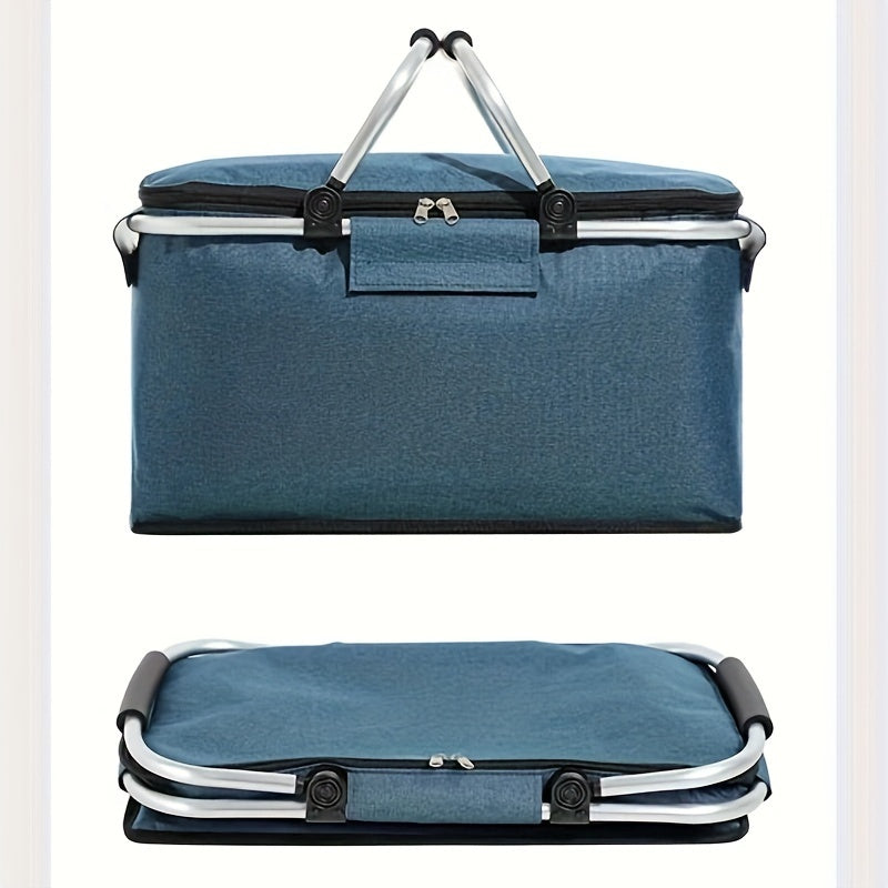 Складная плетёная корзина для пикника из Oxford, с изоляцией, большая водонепроницаемая складная сумка-холодильник