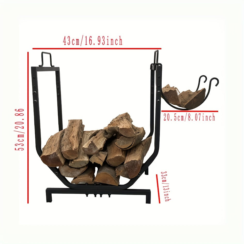 Sturdy Metal Firewood Rack Compact Wood Storage for Home and Workspace