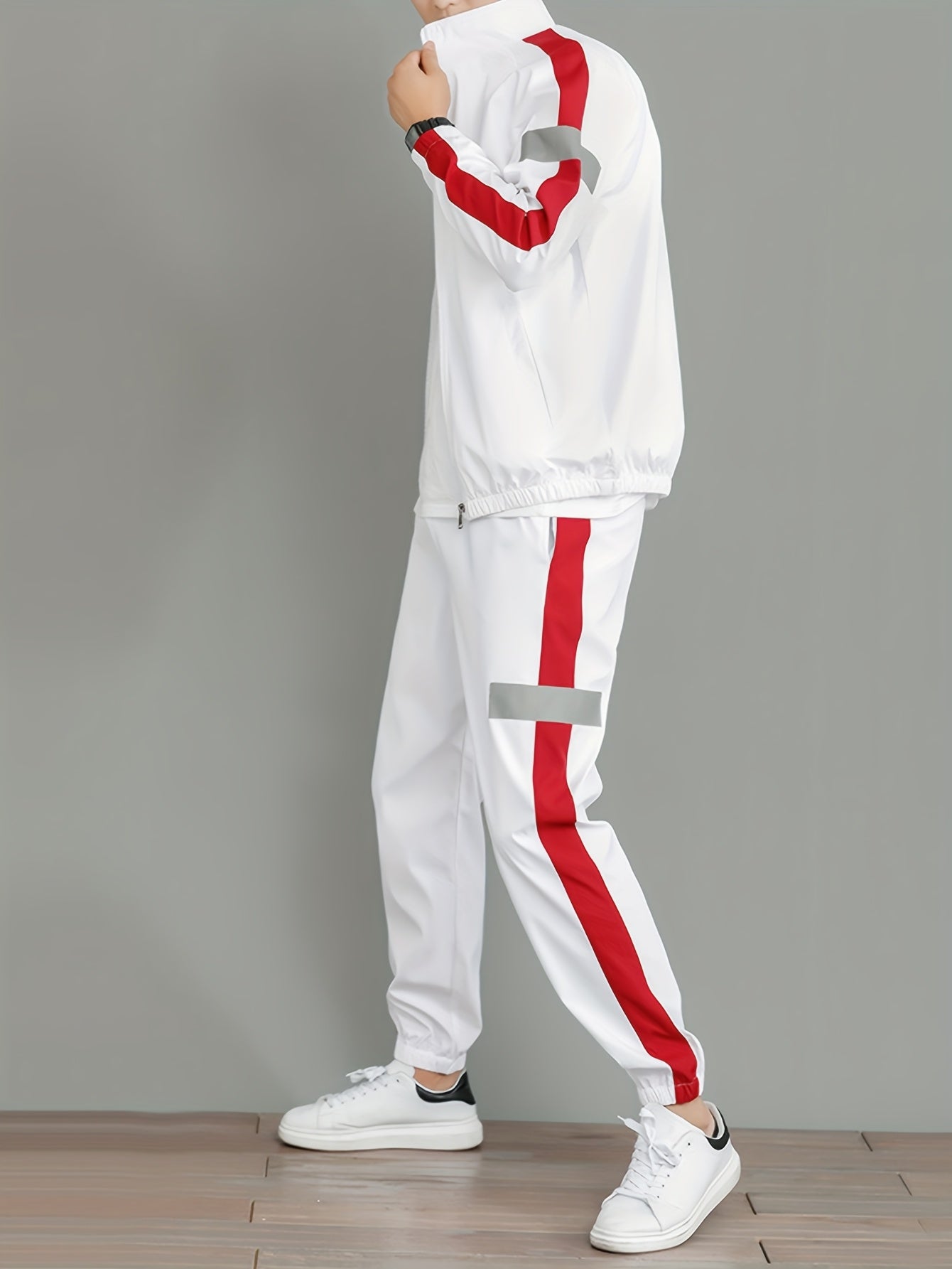 Conjunto de ropa deportiva casual de poliéster de dos piezas para hombre para primavera y otoño