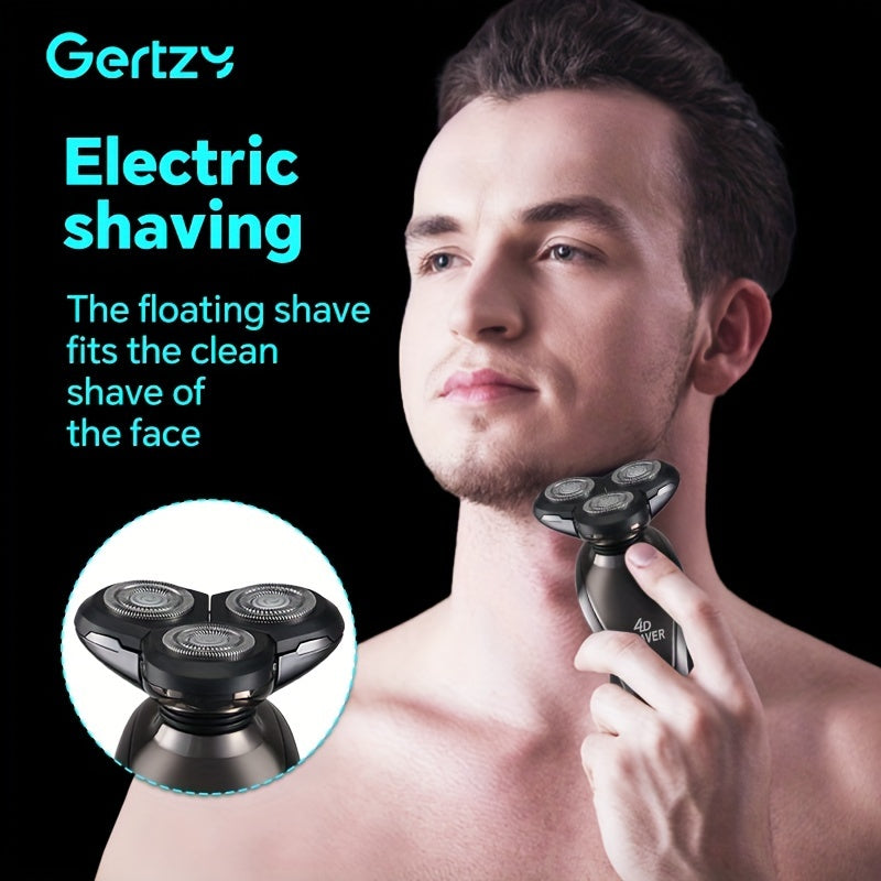 Afeitadora eléctrica para hombres con recortadores de nariz y patillas, cepillo de limpieza facial, cuchillas de acero inoxidable, recargable, más de 60 minutos de autonomía