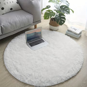 Pure White Silk Circular Rug, Soft Non-Slip Polyester Mat for Living Room Bedroom Yoga
