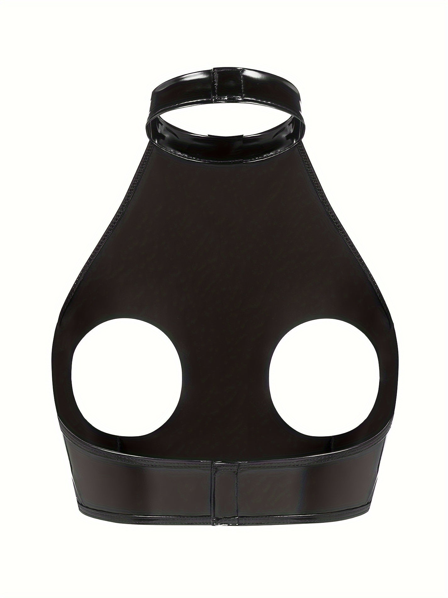 Women's High Gloss Patent Leather Open Chest Fun Bra Large Size