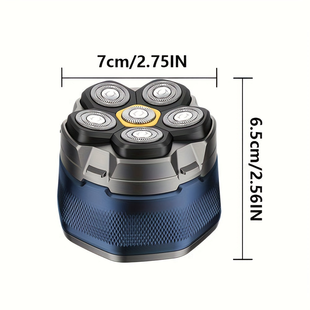 Cortapelos eléctrico para cabeza calva con pantalla LED, inalámbrico, recargable, 6 cuchillas, para viajes