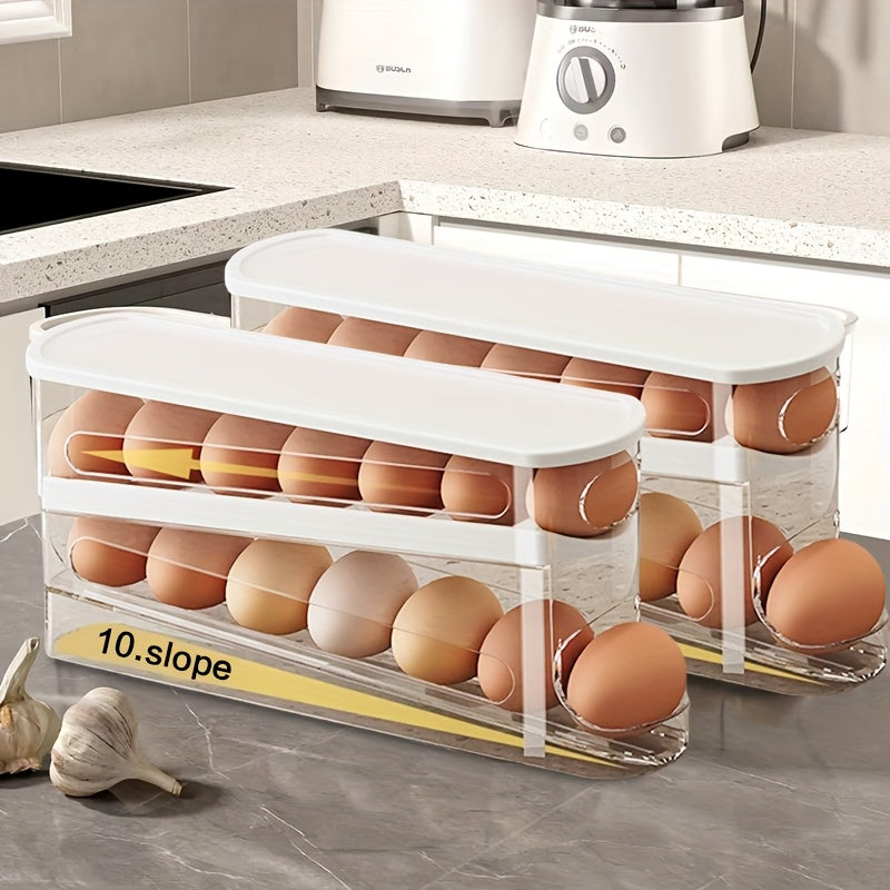 Multilayer Plastic Egg Storage Box - Space Saving Stackable Refrigerator Organizer
