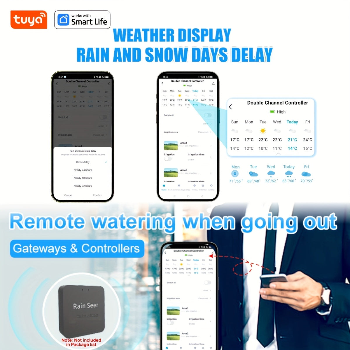 Wireless Smart Sprinkler Timer for Garden Irrigation with App Control and Adjustable Valve