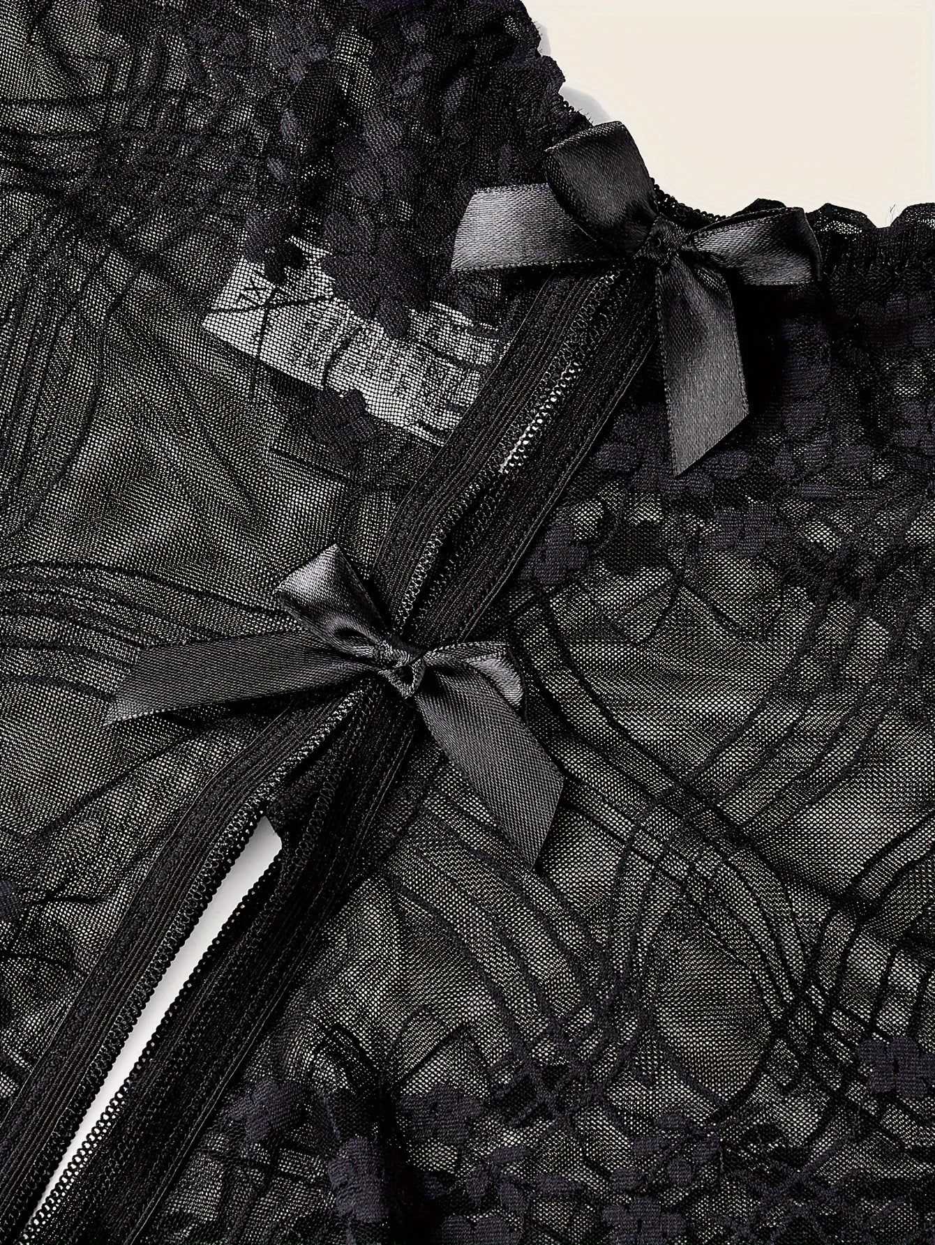 Women's Plus Size Lace Crotchless Briefs with Bow Decor and Cut-Out Details