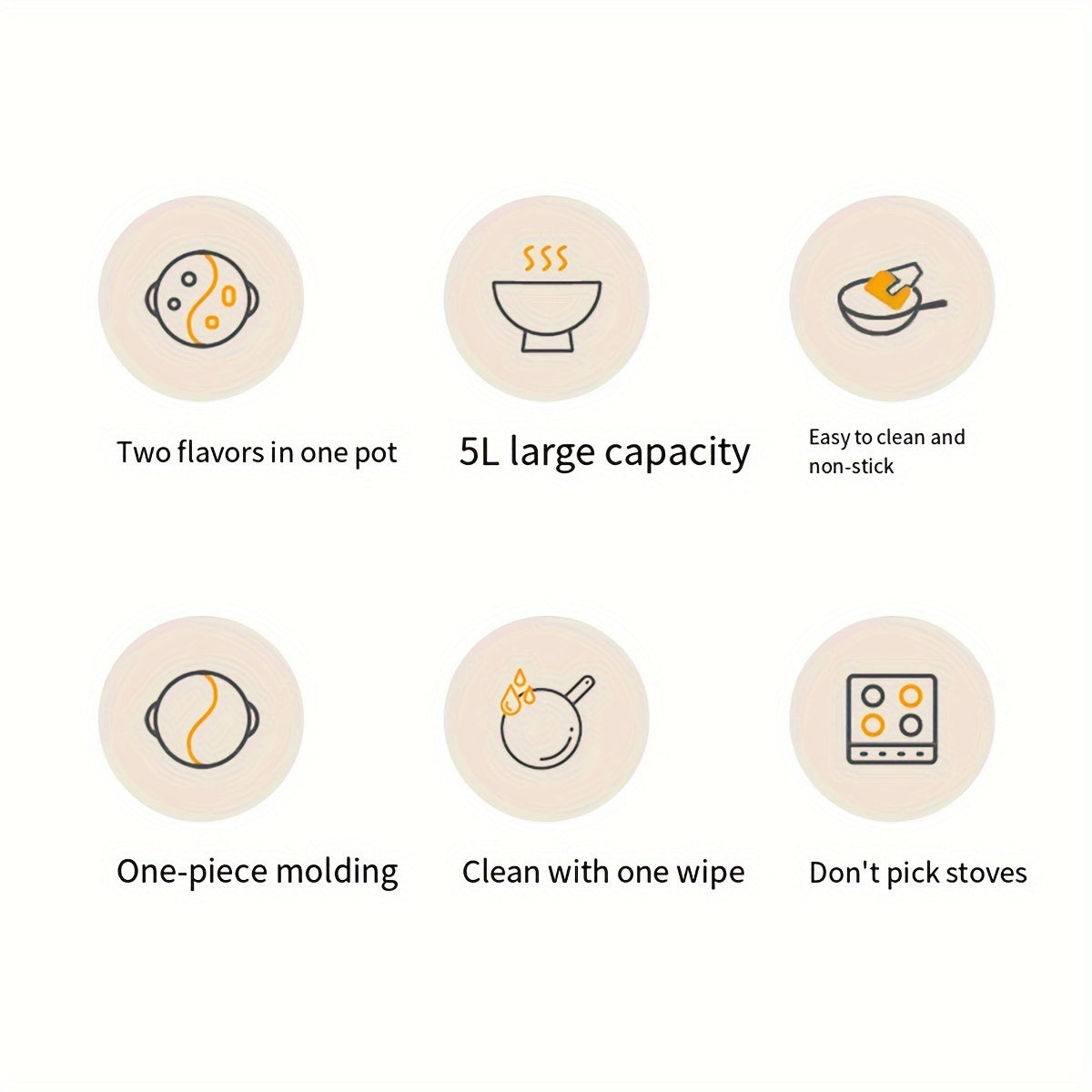 Thickened Wheat Rice Stone Mandar Duck Hot Pot Non-Stick Large Capacity for Gas and Induction