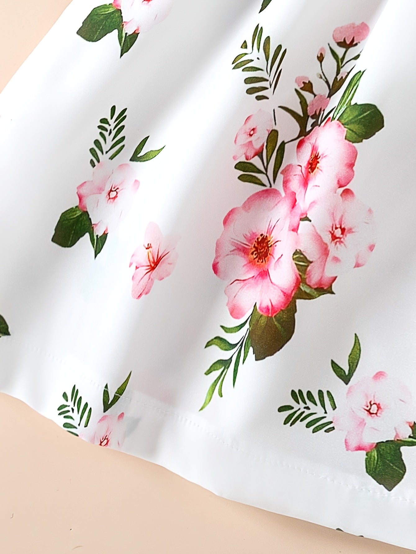 Girls Summer Dress with Lantern Sleeves and Flared Skirt