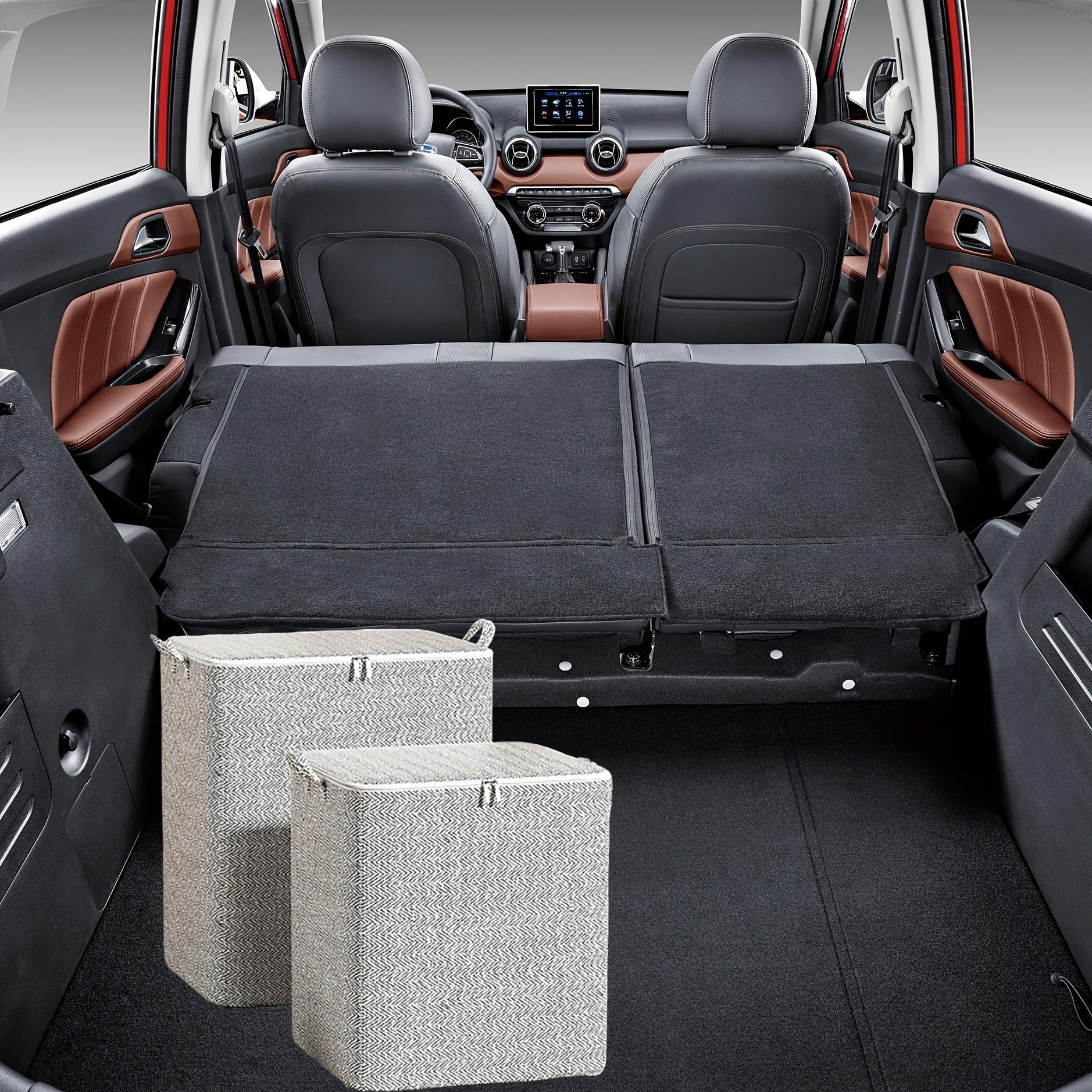 Large Folding Car Trunk Organizer with Zipper Durable Washable Fabric Storage