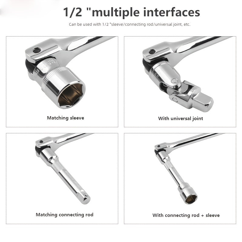 Гаечный ключ с головкой-удлинителем на полдюйма, гибкий, из стали CRV, тяжелого типа