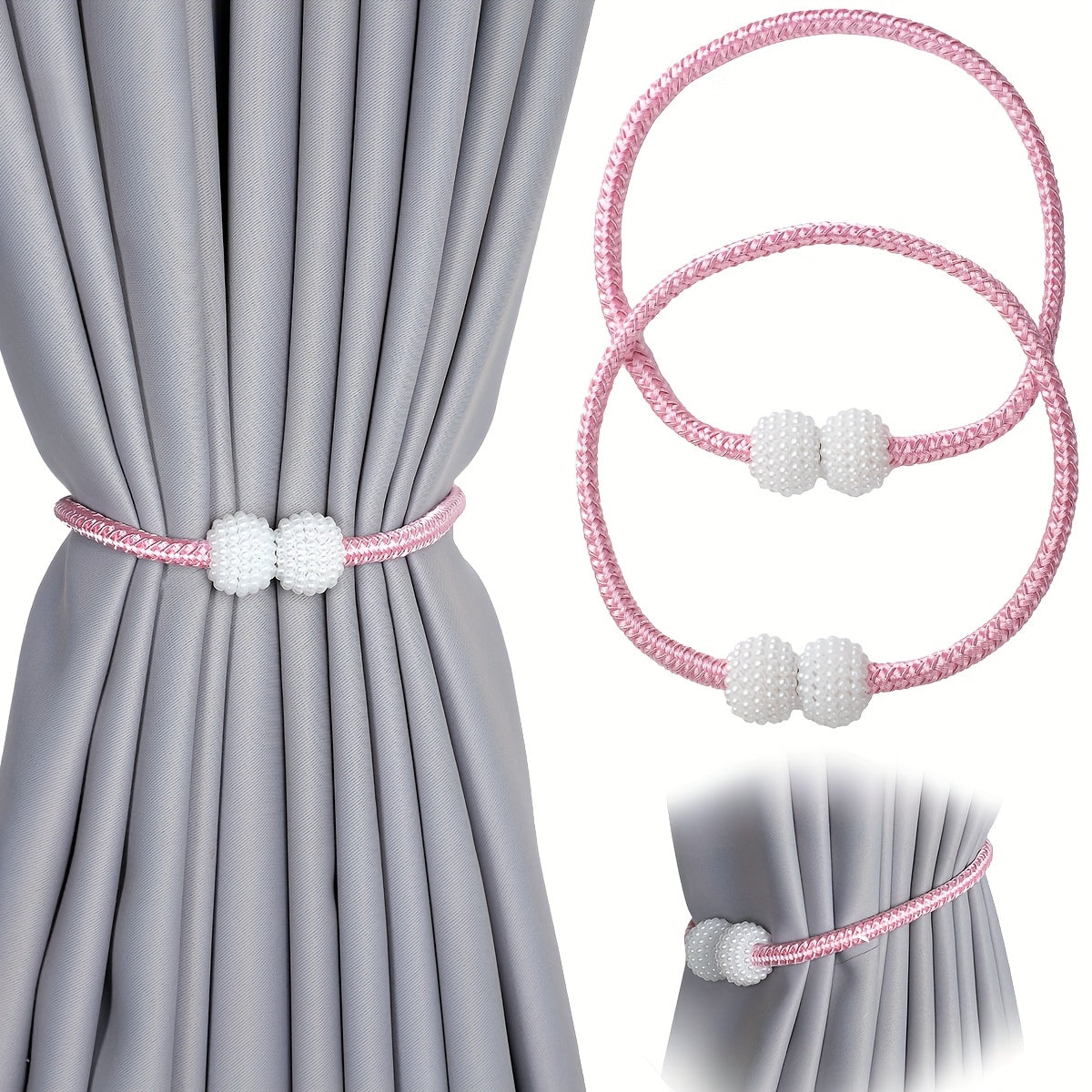 Два магнитных держателя для штор - стильные веревочные держатели для добавления элегантности домашним и офисным занавескам.