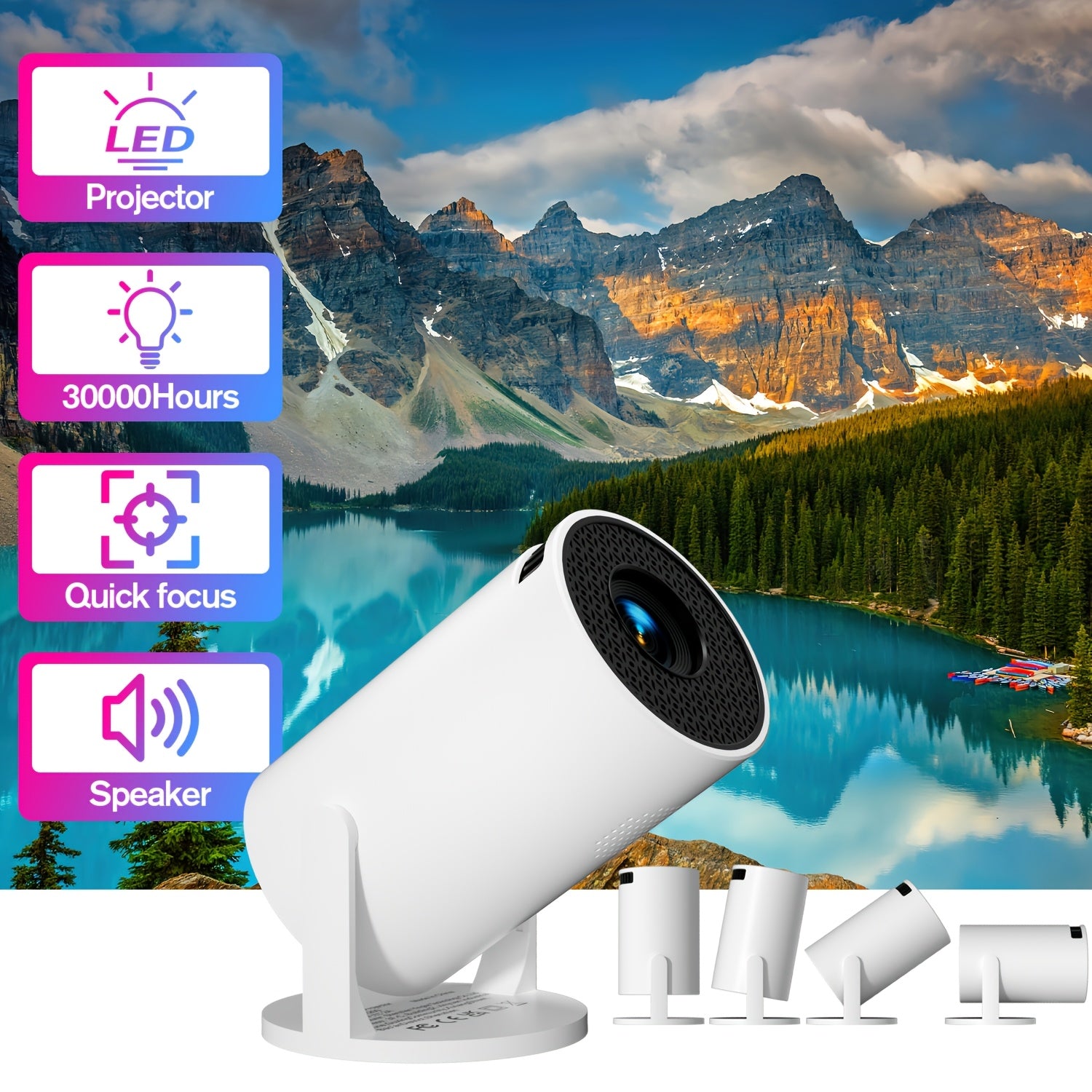 Mini Portable Smart Projector for Outdoor Movies with Fast Focus