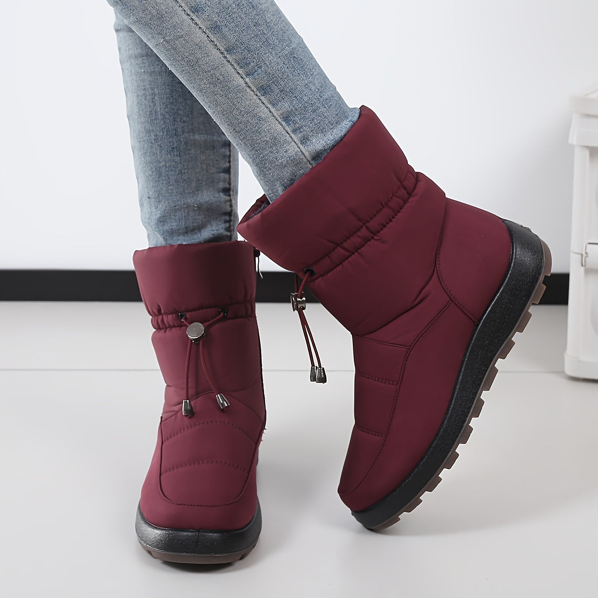 Women's Winter Ankle Boots with Slip-Resistant Sole, Zipper, Round Toe