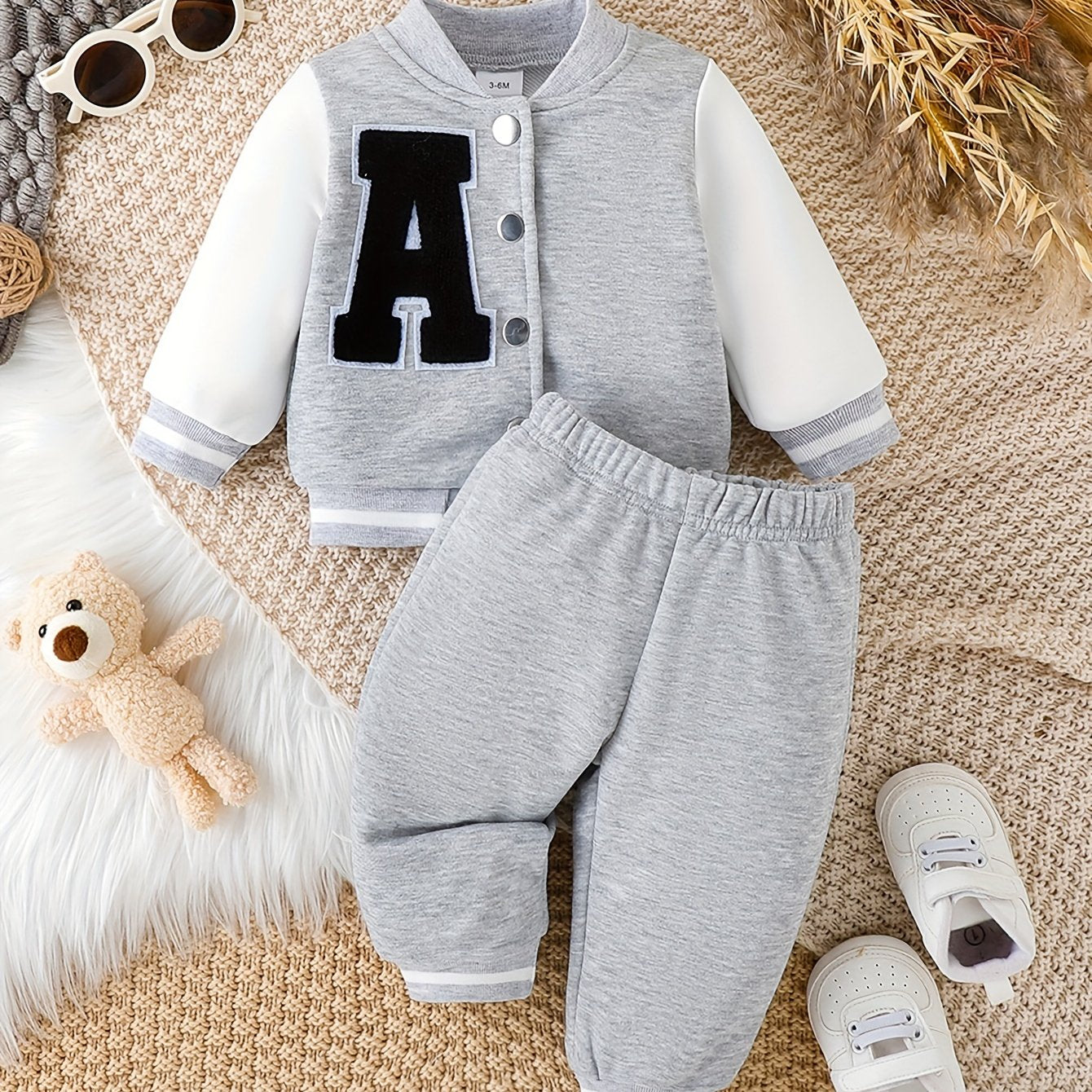 Baby Boys Casual Fall Winter Baseball Coat and Pants Set