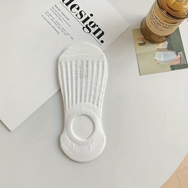 Women's No Show Socks 6 Pairs Breathable Lightweight Knit Ankle Socks with Stripes