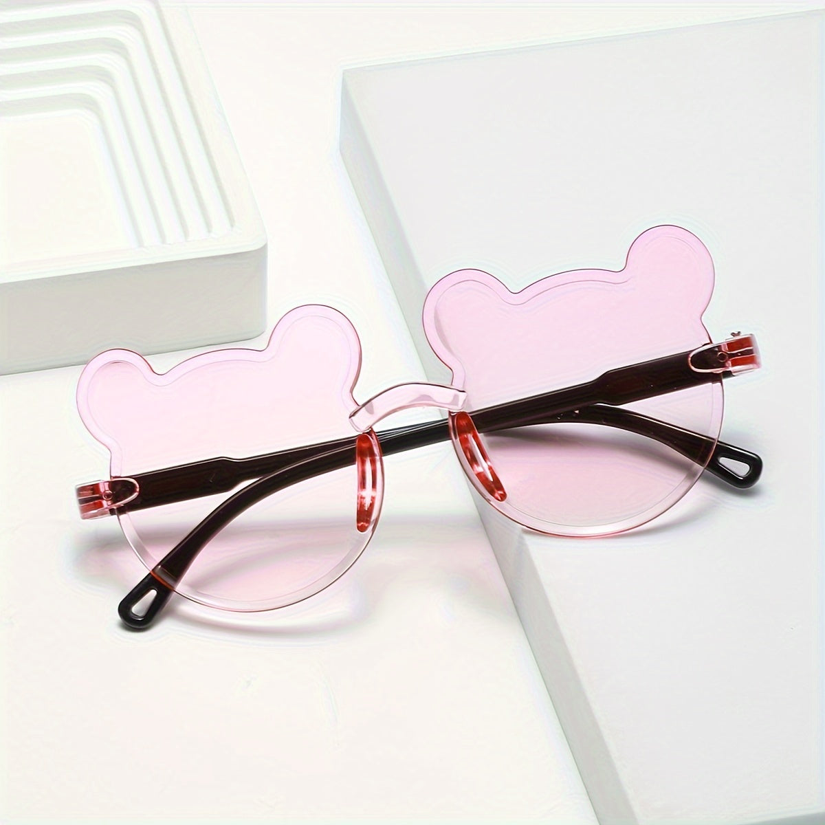 Set of 3 Cartoon Bear Decorative Glasses Frameless Gradient Lenses