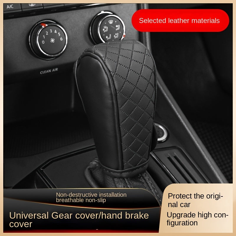 Universal PU Leather Non-Slip Car Gear Shift Knob Cover Black Auto Parts