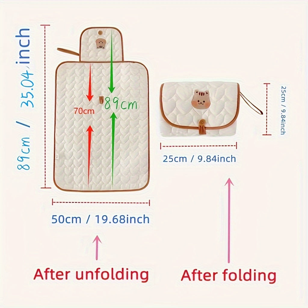 Yellow Portable Washable Diaper Changing Pad with Double-Sided Foldable Nap Mat and Lanyard