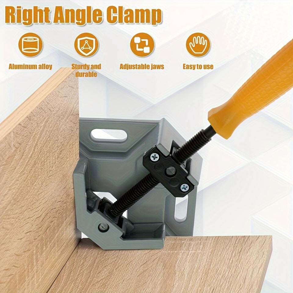 Aluminum Alloy 90° Right Angle Clamp with Adjustable Swing Jaw for Woodworking Welding
