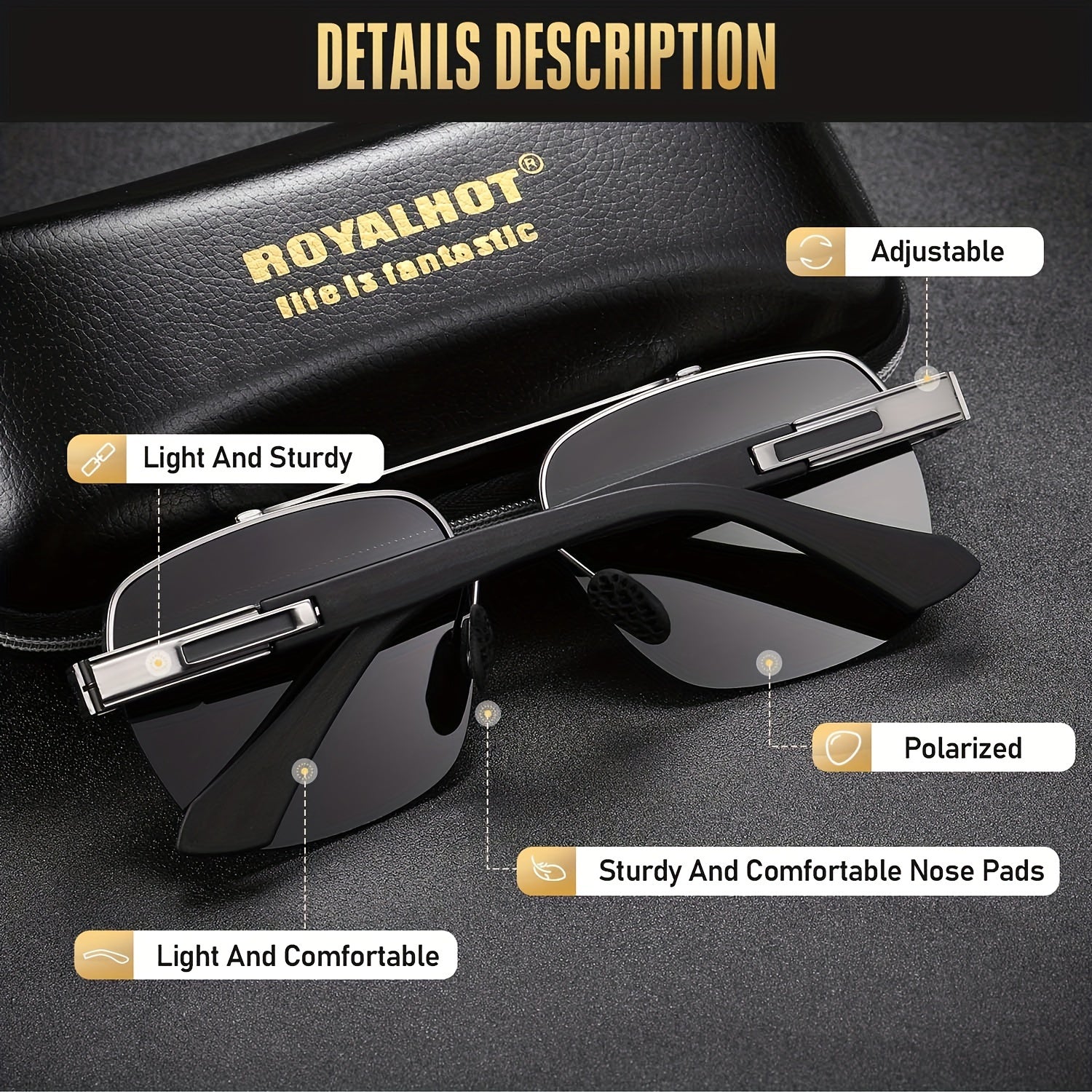 Retro Men's Polarized Metal Driving Sunglasses Unisex Gift Accessory