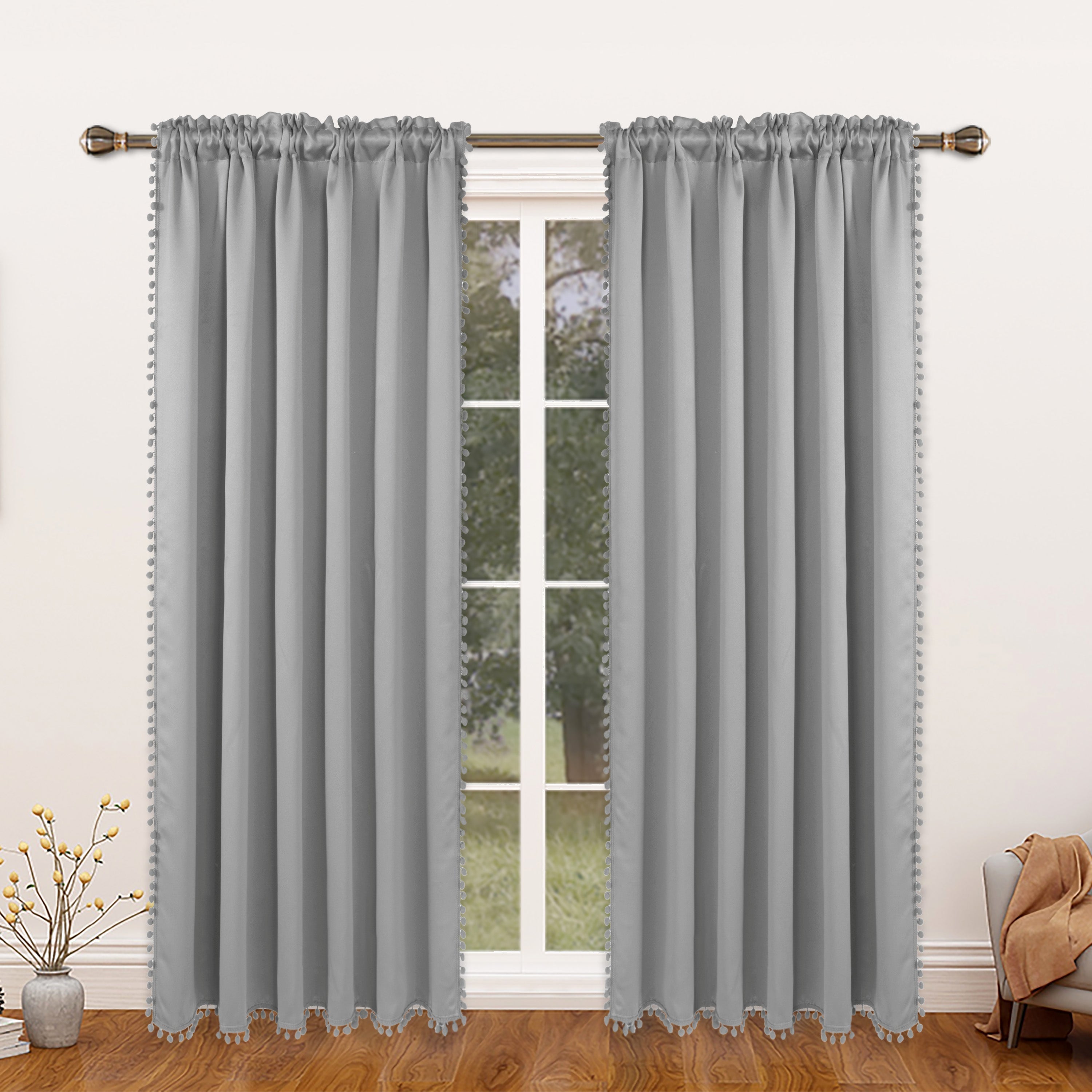 Thermal Insulated Blackout Curtain Panel for Living Room and Kitchen, Rod Pocket Design