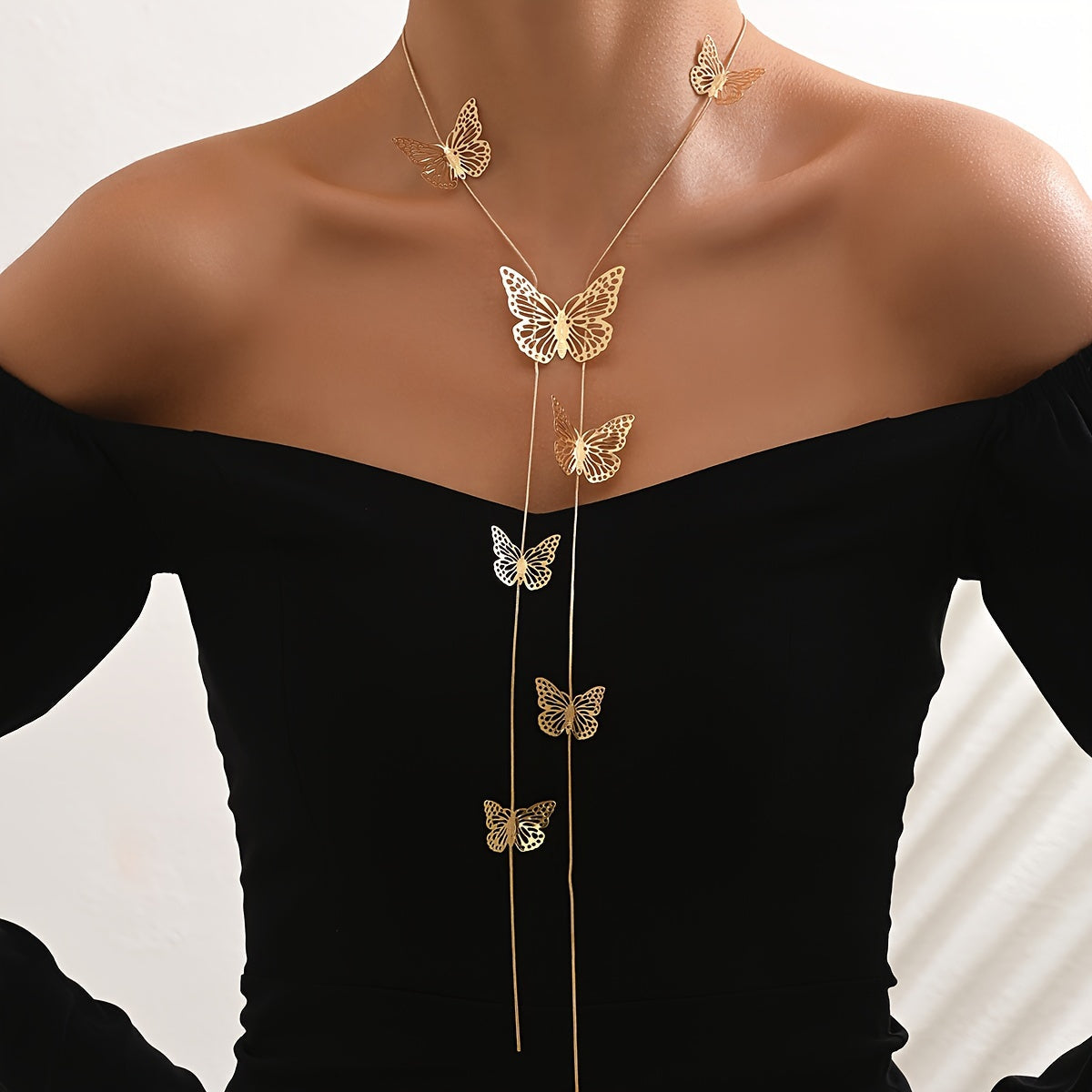 Zamonaviy Minimalist Uslubidagi Pendant Marjon, Nafis V-Shaklidagi Noaniq Qush Tasmali, Ayollar uchun Oltin Zargarlik - 1 Dona