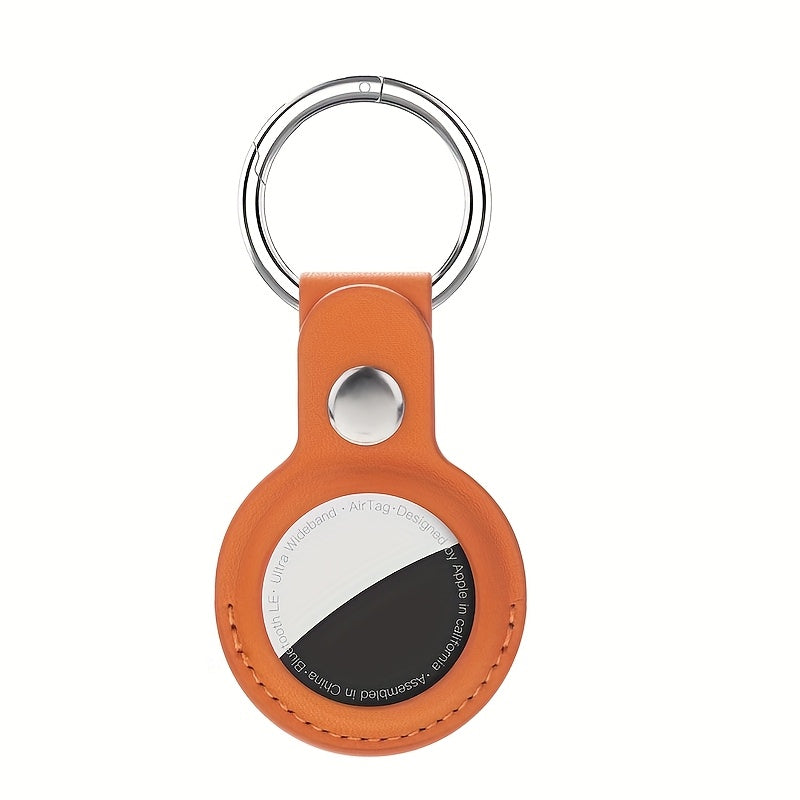 Universal Synthetic Leather AirTag Case with Keychain Black Red Green Yellow