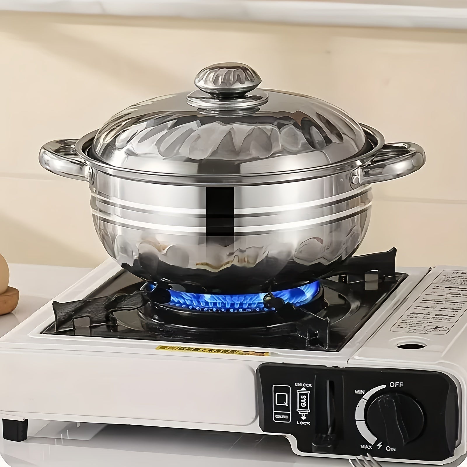 Set of 10 Stainless Steel Cookware Pots with Lids and Spoons for Soup Noodles Seafood