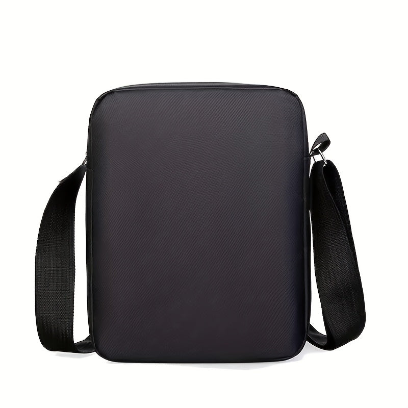 Men's Black Crossbody Bag with Adjustable Strap and Multiple Compartments