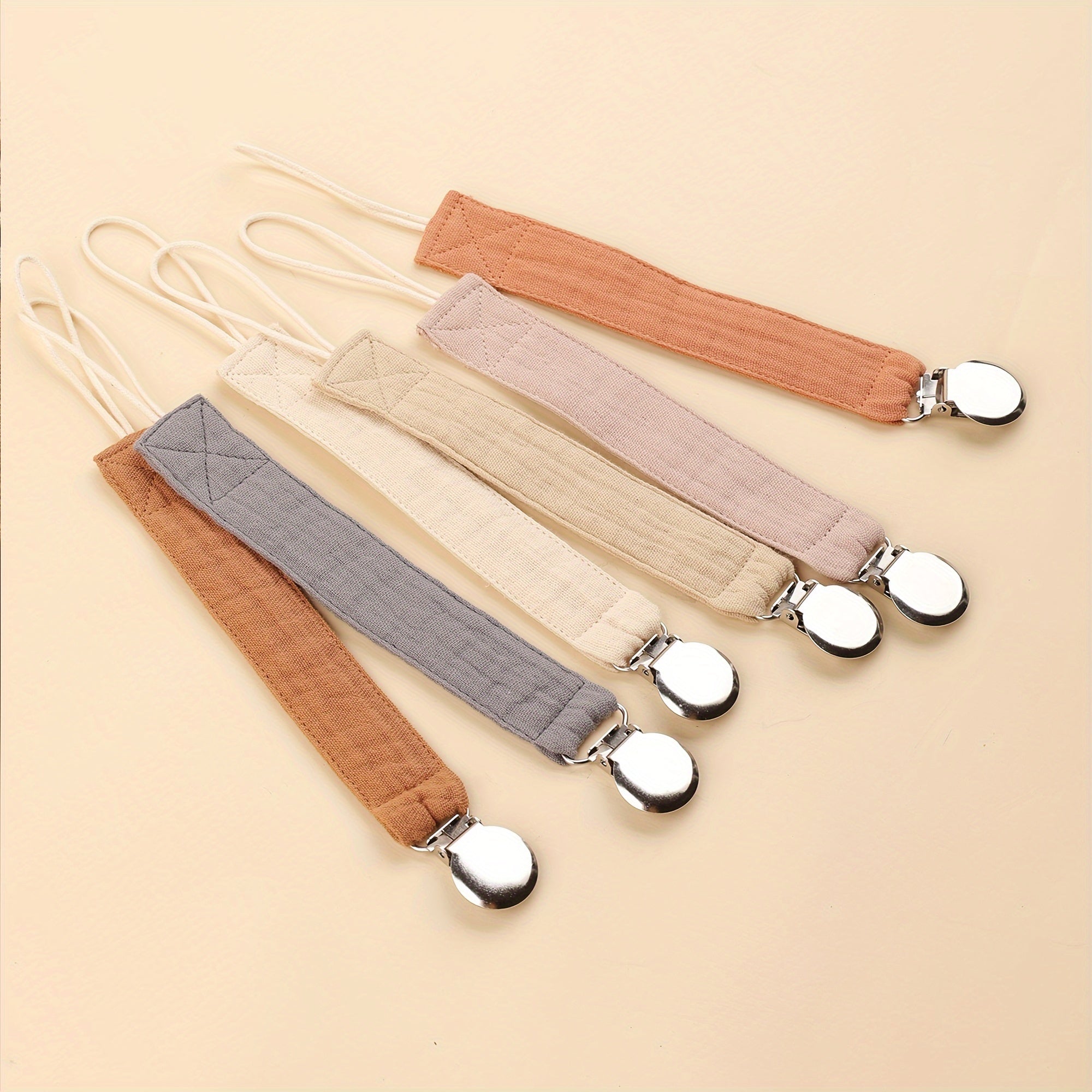 Baby Soother Chain Set of 4 for Ages 0-3 Stainless Steel Clips Various Colors