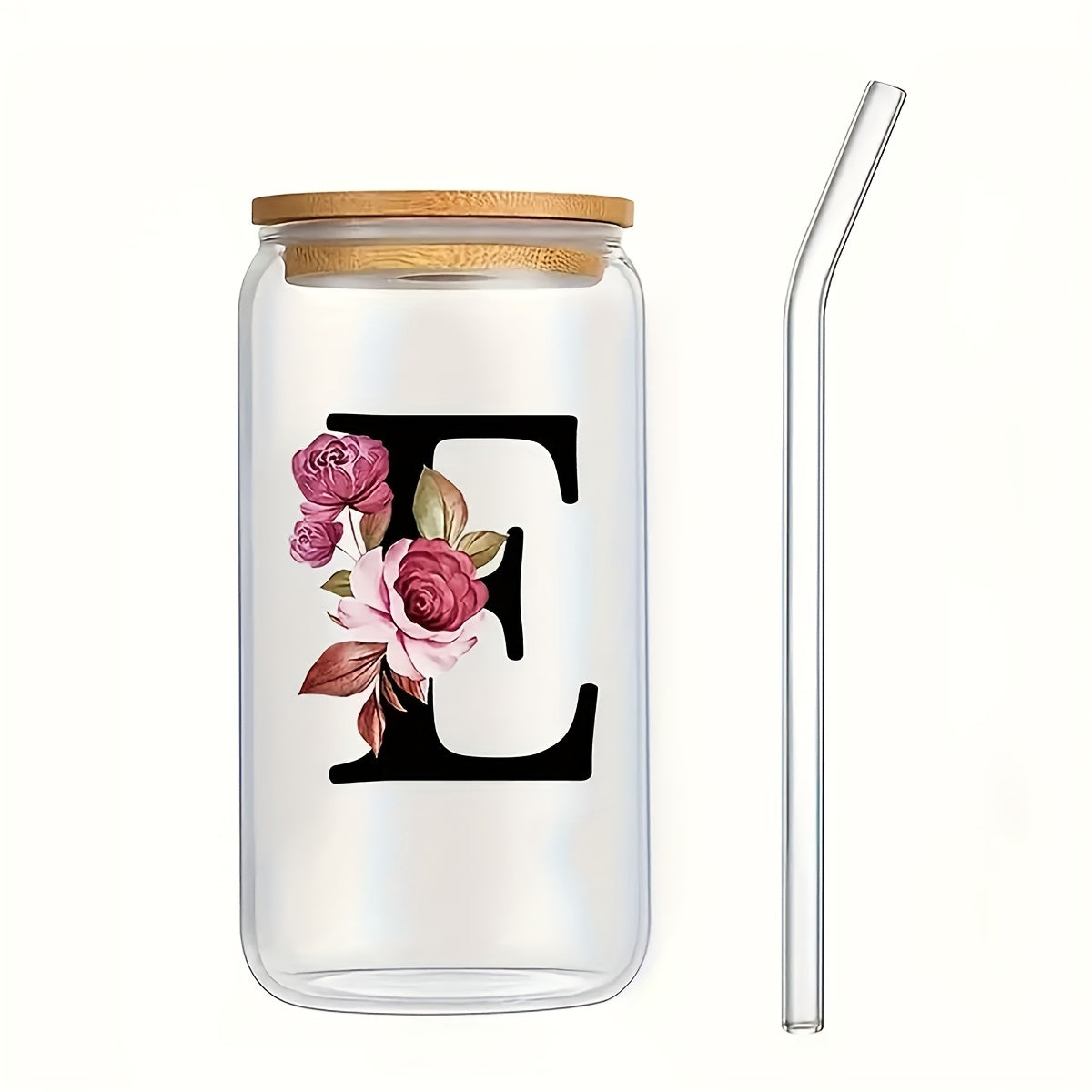 16oz Frosted Glass Cup with Bamboo Lid for Outdoor Camping