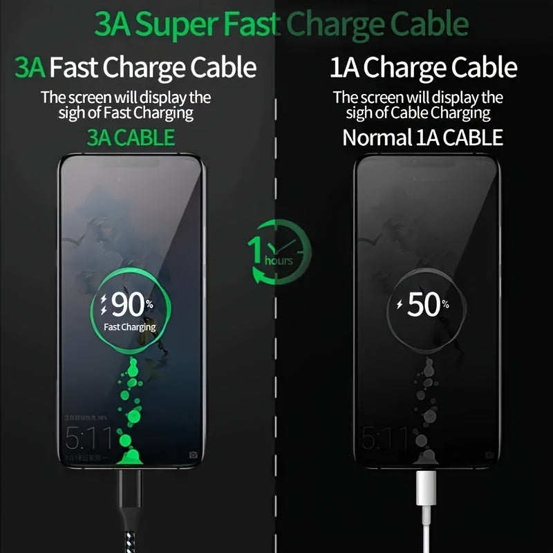 Set of 5 USB C Fast Charging Cables for Samsung, Moto G Series Data Transfer