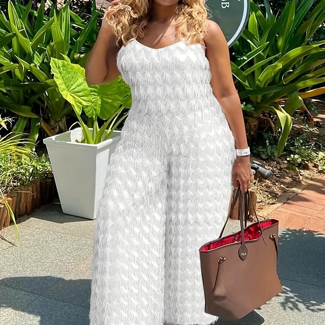 Plus Size Women's Jumpsuit Oversized Wide Strap Bodysuit