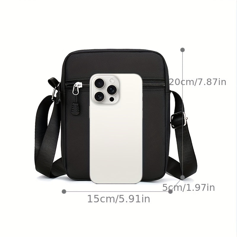 Black Oxford Cloth Shoulder Bag with Adjustable Strap for Daily Use