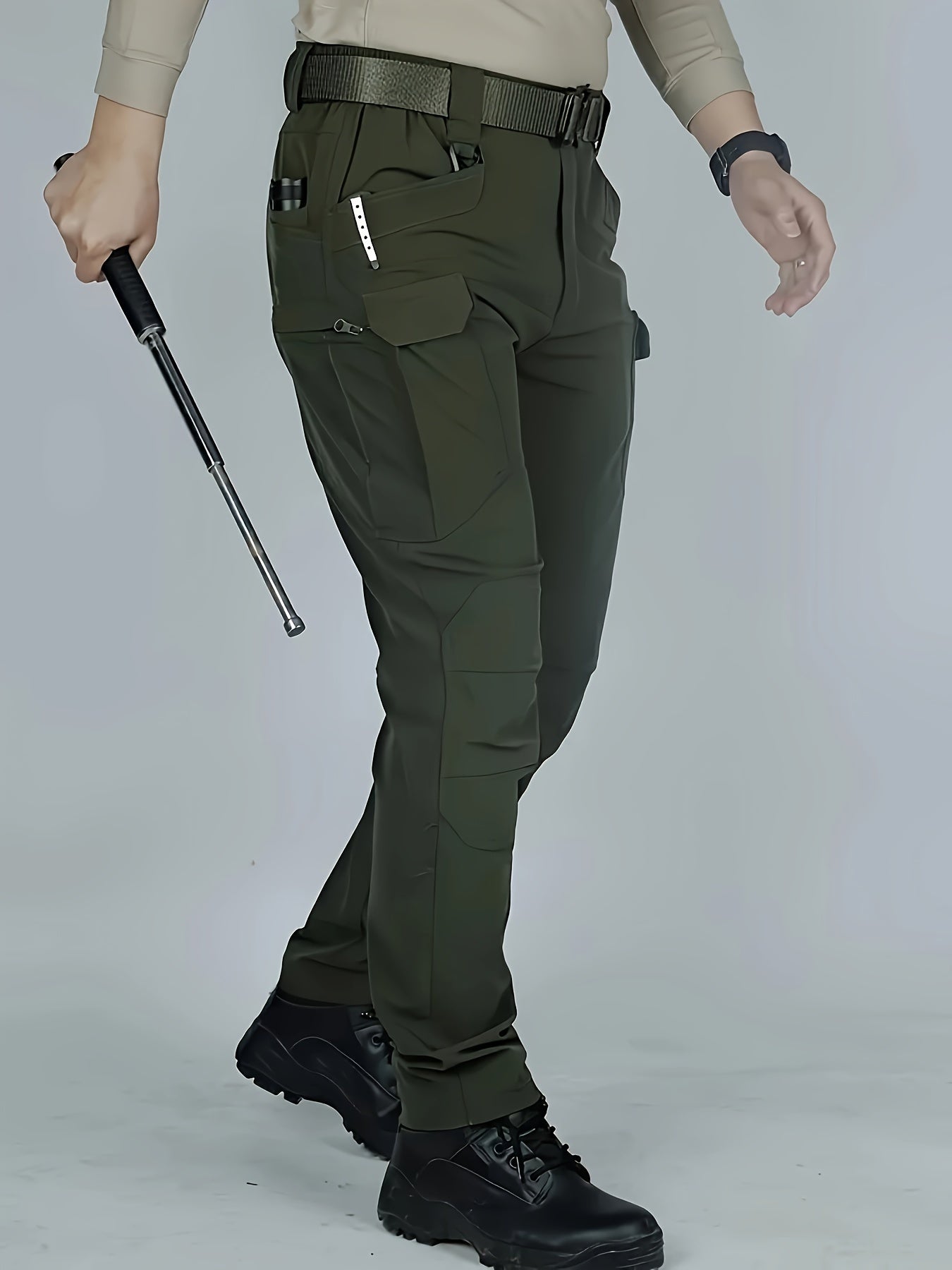 Мужские карго-штаны из прочного полиэстера и спандекса, с множеством карманов, повседневные, для всех сезонов