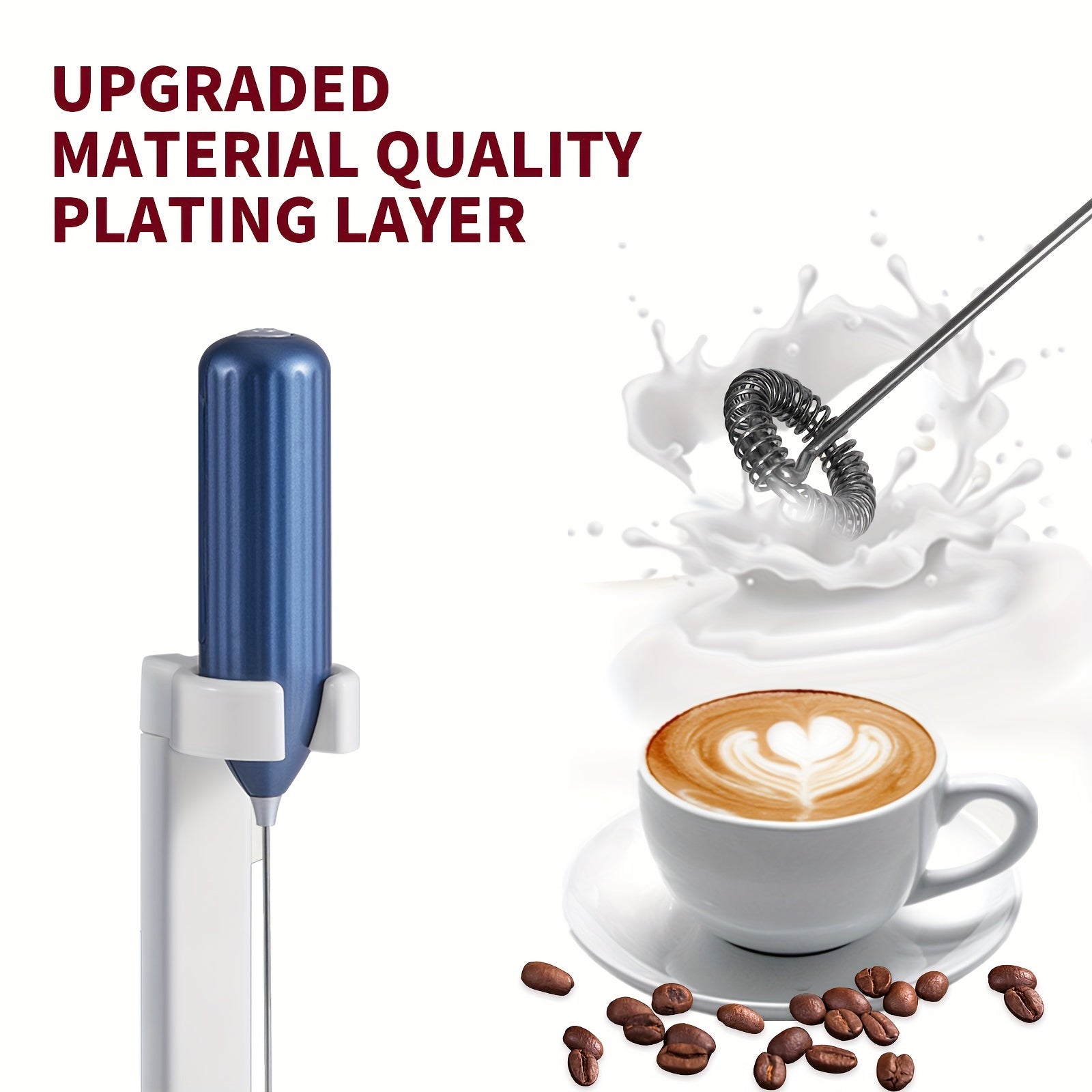 Electric Milk Frother Mini Battery Operated Stainless Steel for Coffee and Drinks
