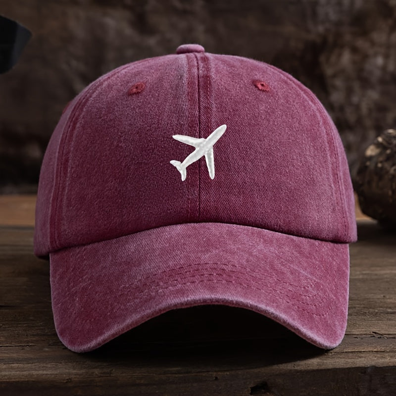 Embroidered Airplane Baseball Cap for Outdoor Activities Sun Protection Mountaineering Fishing