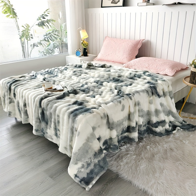 Manta de pelo sintético con estampado tie-dye, suave y reversible, acogedora y cómoda para sofá, cama y sala de estar