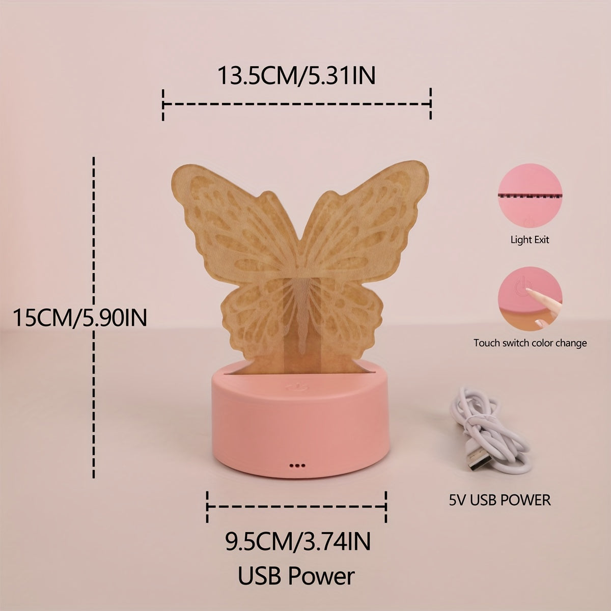 LED Night Light with 3D Butterfly Design for Bedroom Home Decor and Gifts