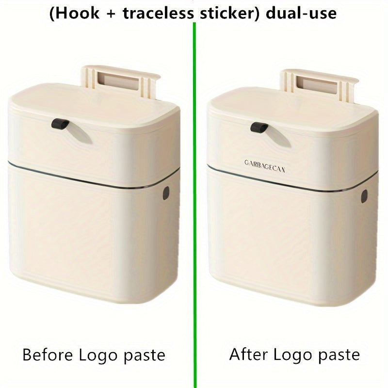 Cubo de basura de pared con tapa, gran capacidad, diseño delgado para cocina o sala de estar