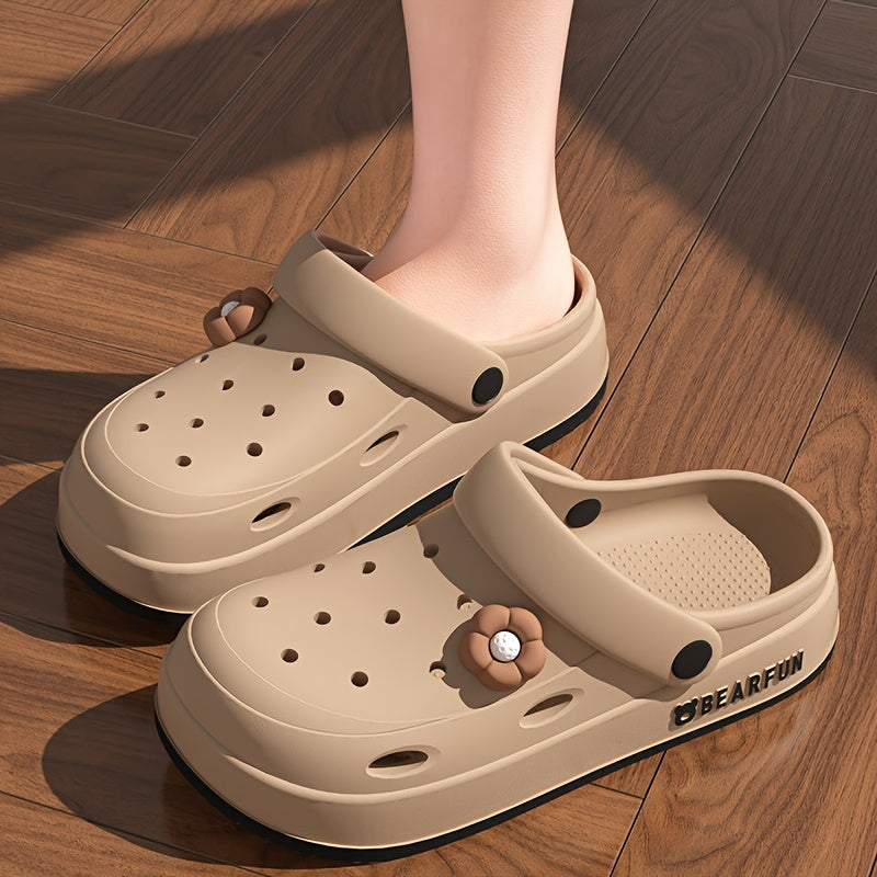 Women's Thick-Soled EVA Clogs with Cartoon Print for Summer Beach Outdoor