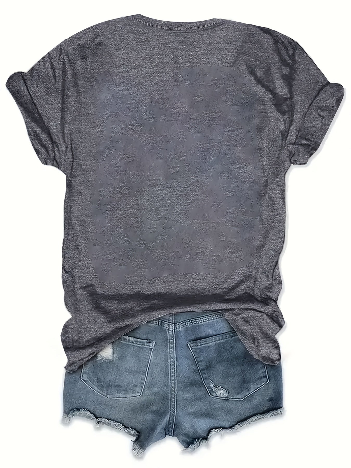 Women's Plus Size Gray Gym Graphic Print T-Shirt with Dumbbell Design