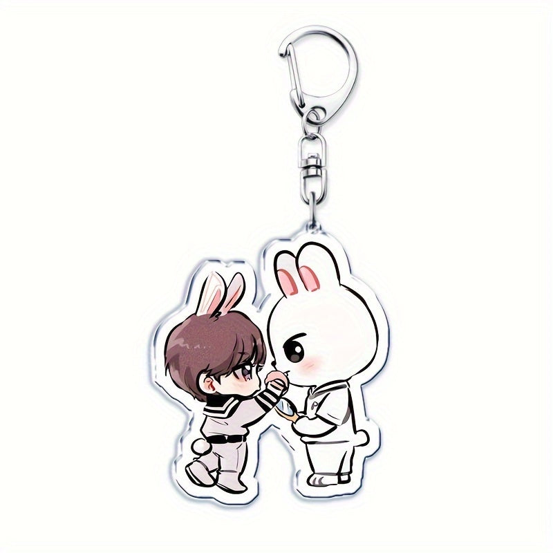 Acrylic Cartoon Animal Keychain Double-Sided Charm for Bags and Keys Gift for Fans