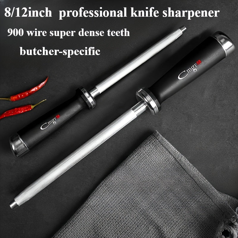 2-in-1 Knife Sharpener Set 8/12 inch Tungsten Steel Rod Rust Resistant