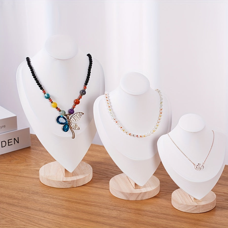 Wood Jewelry Stand for Necklaces with Portrait Neck Mold