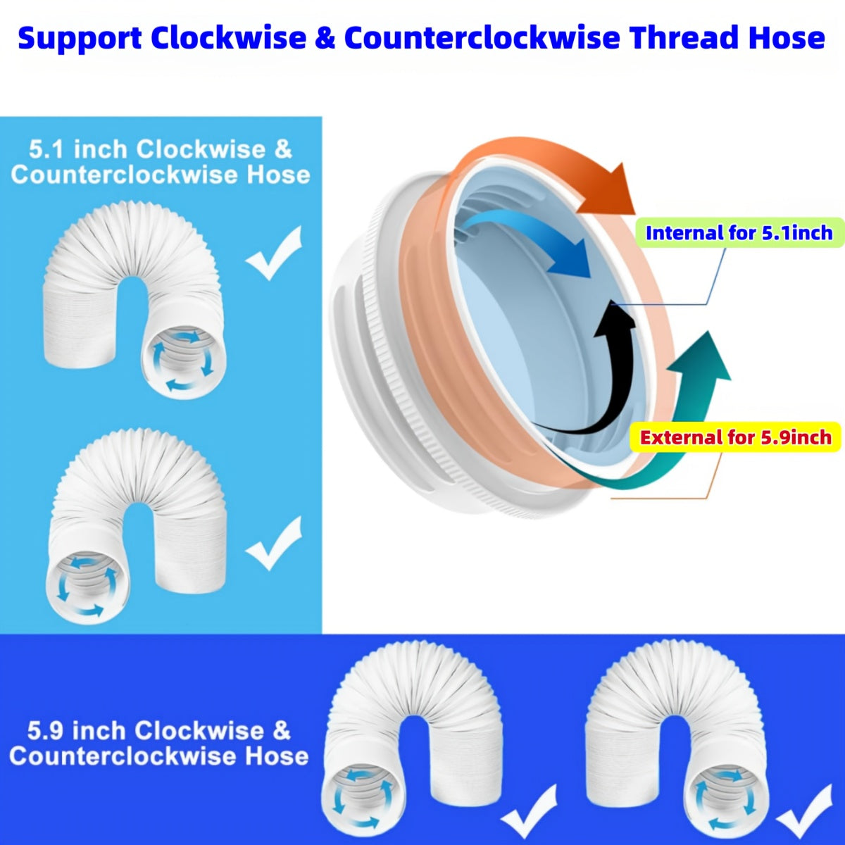 Portable Air Conditioner Hose Connector for 12.95cm and 14.99cm Exhaust Vent Hoses
