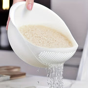 Plastic Rice Washing Bowl with Strainer Kitchenware Food Safe Easy Meal Prep