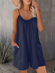 Mono sin mangas de talla grande para mujer con bolsillos y tirantes ajustables gris